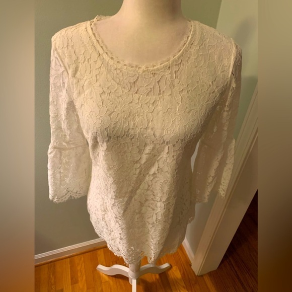 Issac Mizrahi Live white lacy tunic, size XXS - Picture 1 of 4